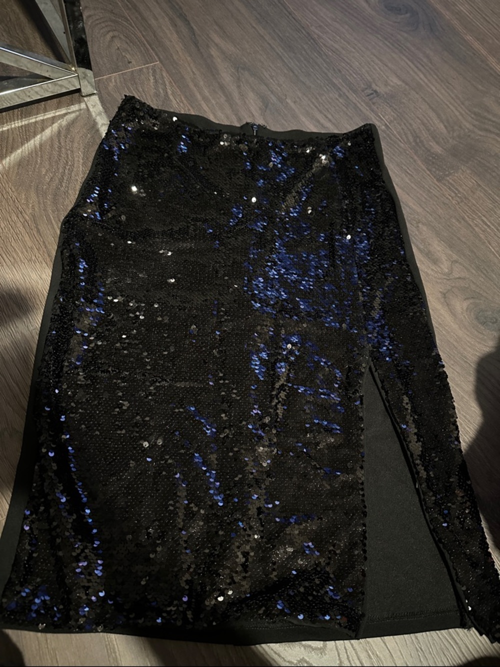 Sequined Black & Blue Pencil Skirt - Women